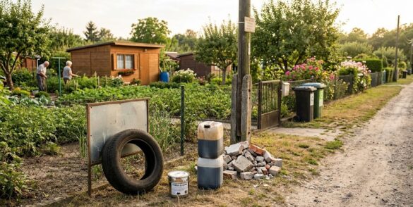 Czego nie wolno trzymać na działce ROD? Sprawdź zasady dotyczące odpadów, gruzu, chemikaliów, paliw, azbestu i elektrośmieci oraz możliwe konsekwencje naruszeń w ogrodzie.