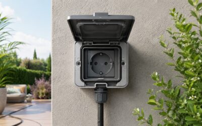 Gniazdka na tarasie i w ogrodzie wymagają IP44–IP65, RCD 30 mA, klapek, właściwego montażu i ochrony dzieci. Sprawdź, jak zabezpieczyć instalację przed deszczem, wilgocią i awarią.