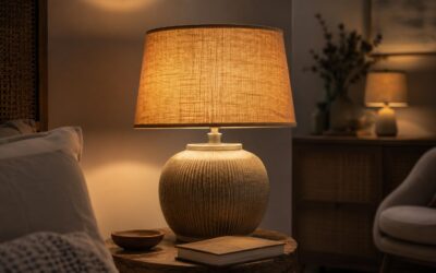 Lampy stołowe zamiast jednego światła ocieplają mieszkanie wieczorem: barwa 2700 K, abażury, ustawienie, liczba lamp, błędy i gotowy plan do salonu, sypialni oraz małego mieszkania.