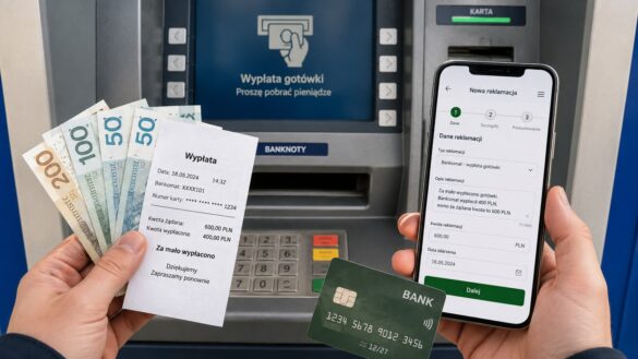 Bankomat wydał mniej pieniędzy, lecz obciążył konto pełną kwotą? Sprawdź, jak zabezpieczyć dowody, złożyć reklamację w banku, ile czeka się na odpowiedź i gdzie skierować spór po odmowie.