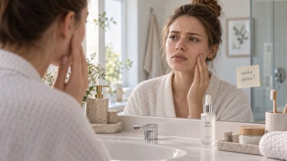 Serum z kwasem hialuronowym ściąga skórę zamiast ją nawilżać? Wyjaśniamy, dlaczego tak się dzieje, jak nakładać serum na wilgotną skórę i kiedy dodać krem, by ograniczyć utratę wody i napięcie skóry.