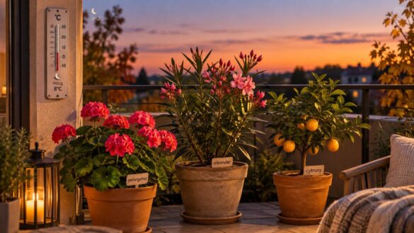 Kiedy wnieść pelargonie, oleander i cytrusy z balkonu? Sprawdź temperatury graniczne, zasady zimowania, podlewania i przygotowania roślin przed pierwszymi chłodnymi nocami.