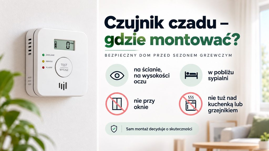 Czujnik czadu przed sezonem grzewczym: gdzie go zamontować, żeby naprawdę chronił dom