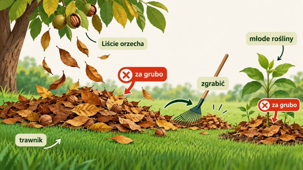 Liście orzecha włoskiego spadają razem z orzechami: dlaczego nie powinny leżeć grubą warstwą na trawniku i przy młodych roślinach