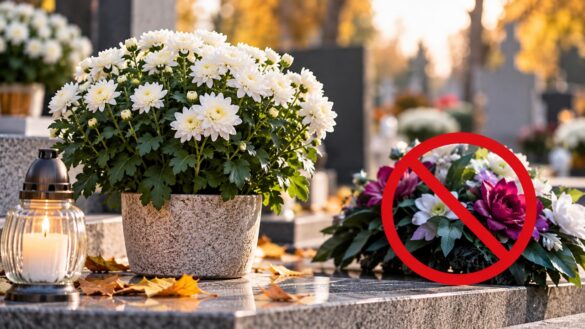 Żywe kwiaty zamiast plastikowej kompozycji na 1 listopada: chryzantemy, naturalne stroiki i mniej odpadów. Sprawdź, jak udekorować grób i co zrobić z dekoracją po Wszystkich Świętych.