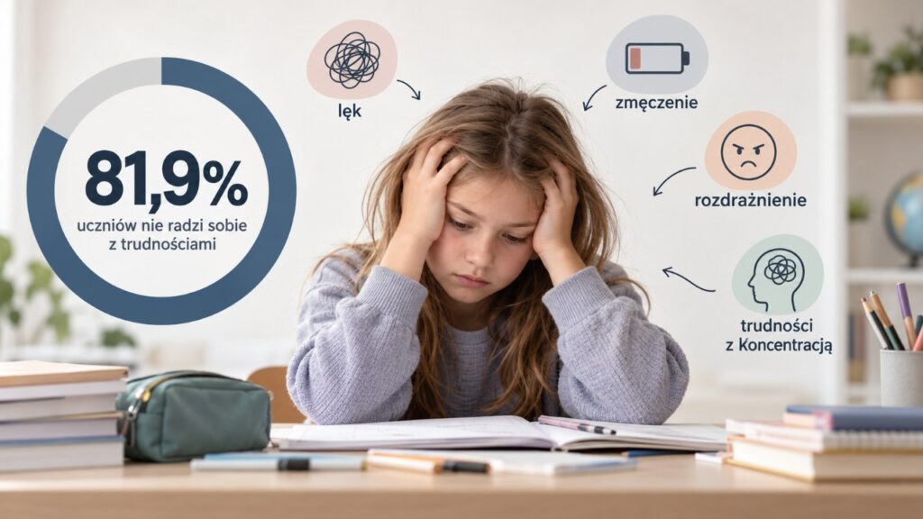 Stres u dzieci: 81,9% uczniów nie radzi sobie z trudnościami. Jakie sygnały rodzice mylą z „charakterem”
